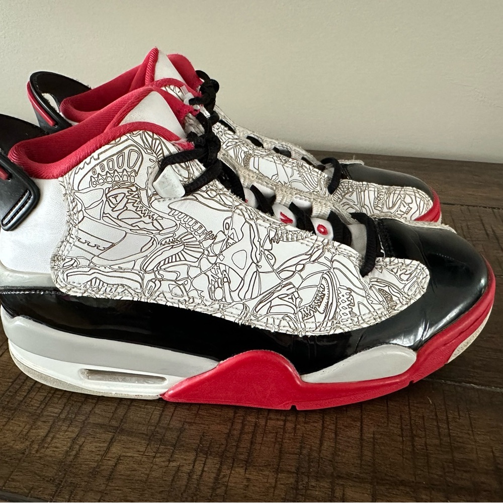 Stylish Kids Sneakers - Black, White, and Red Jordans